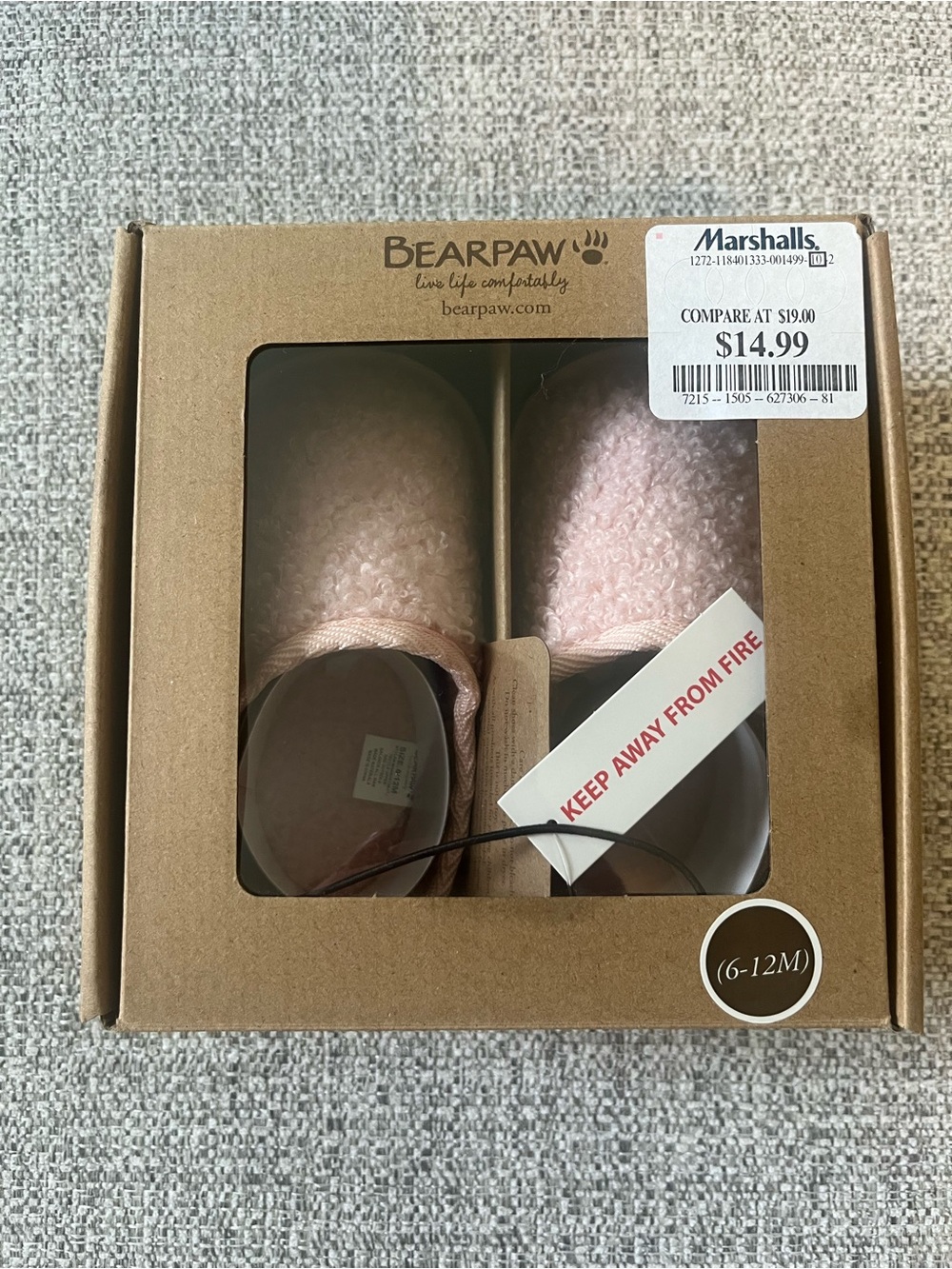 BearPaw 6/12m Baby Sherpa Shoes in Light Pink
